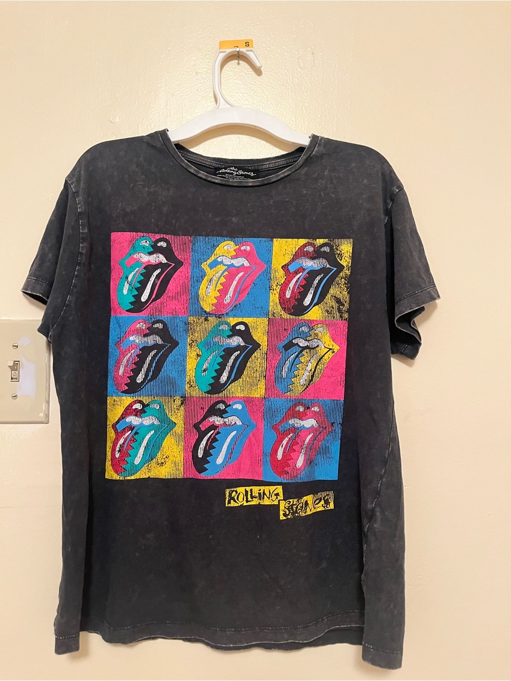 Zara Black Rolling Stones Colorblock Tongue Graphic Tee